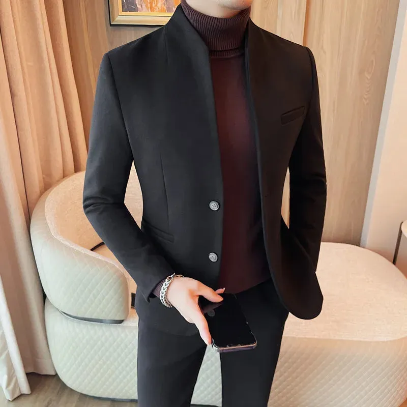 Formal blazer with round collar