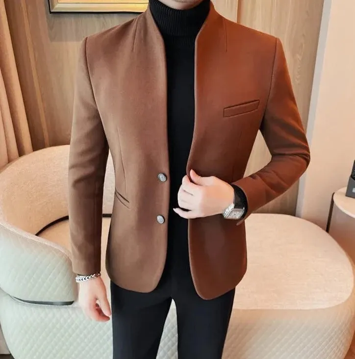 Formal blazer with round collar