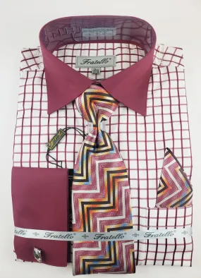 Fratello Burgundy Checkers Dress shirt