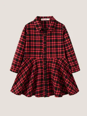 Girls Plaid Shirt Children's Skirt Casual Dress