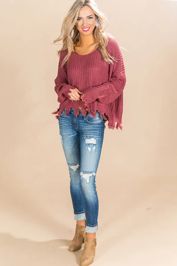 Good For The Soul Shift Sweater in Berry