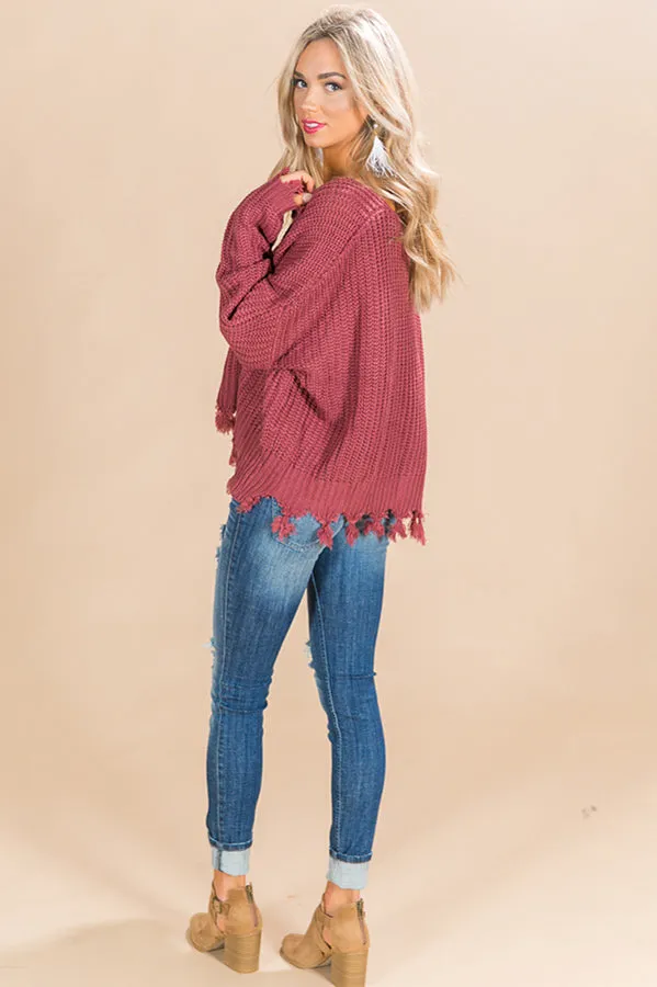 Good For The Soul Shift Sweater in Berry