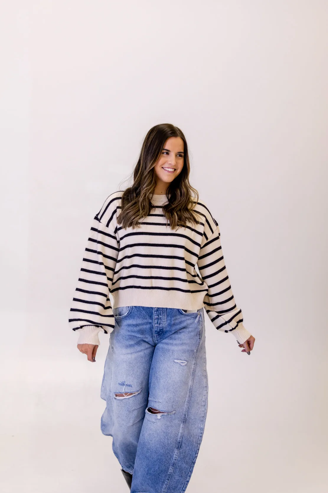 Gwen Striped Sweater | Black