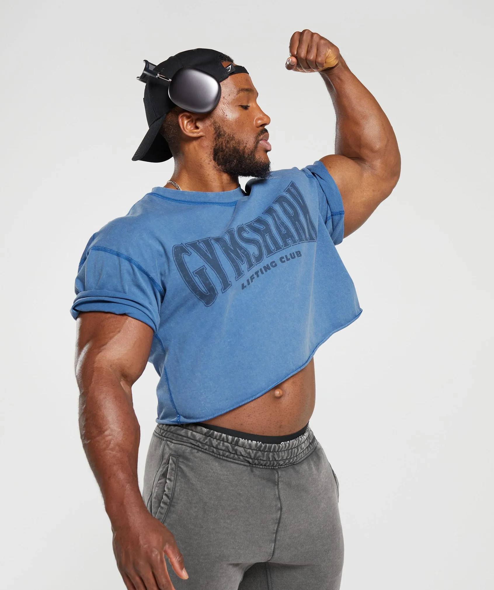 Gymshark Heritage Washed Crop T-Shirt - Vintage Blue