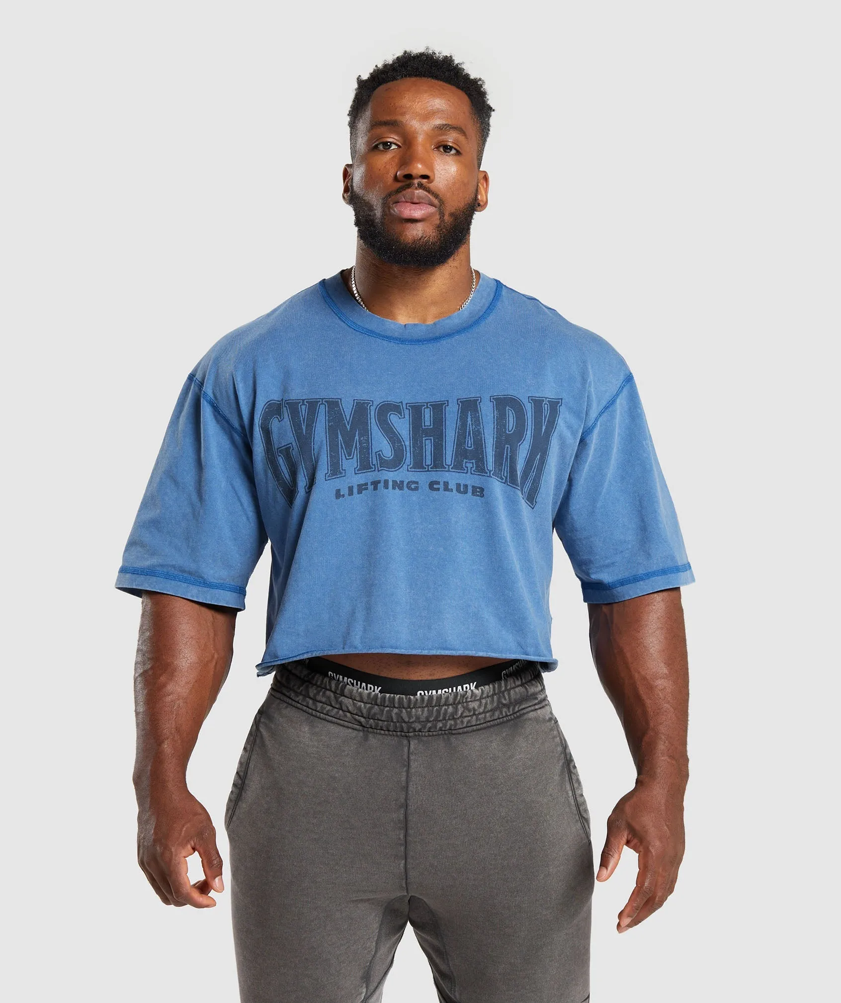 Gymshark Heritage Washed Crop T-Shirt - Vintage Blue