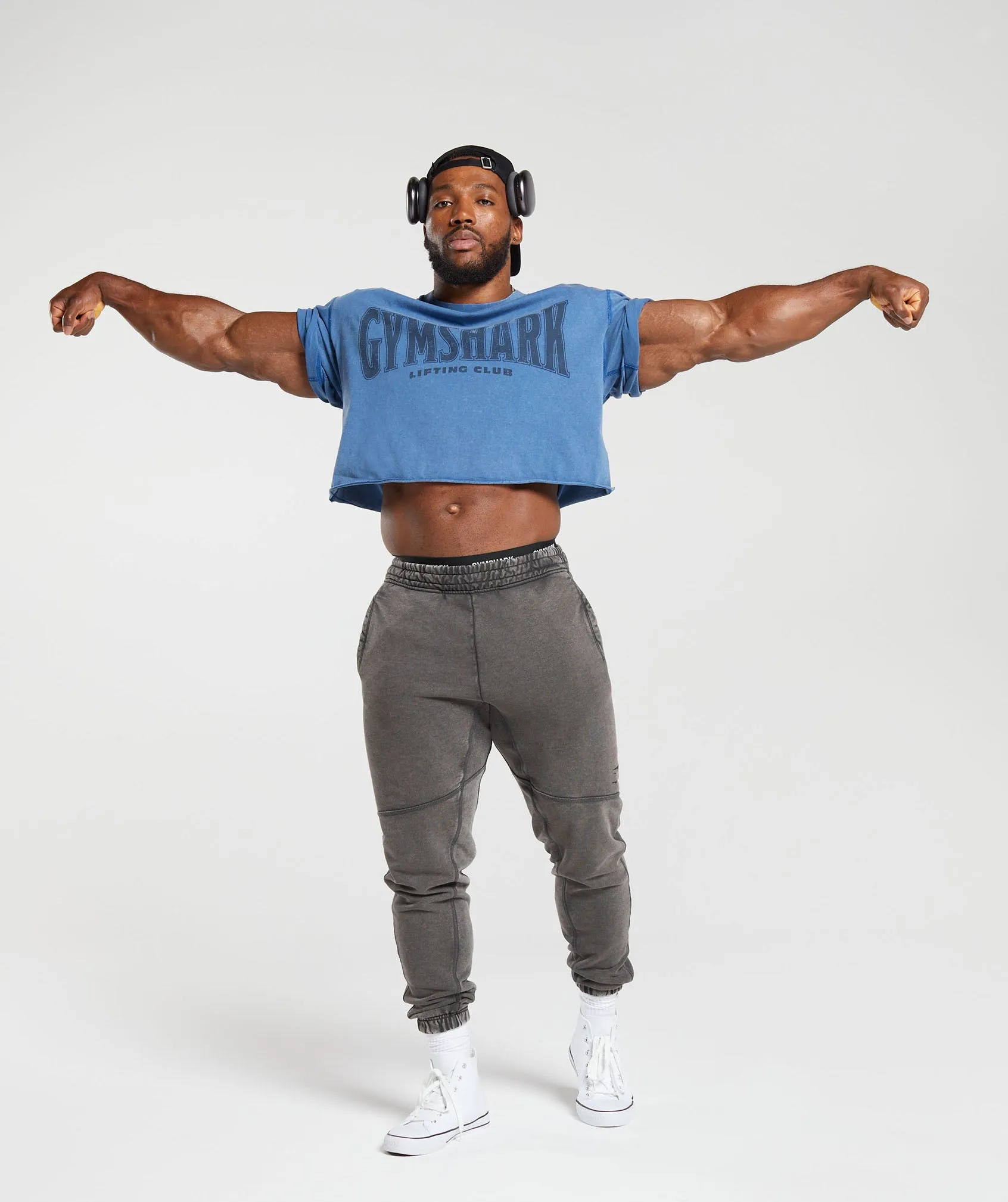 Gymshark Heritage Washed Crop T-Shirt - Vintage Blue