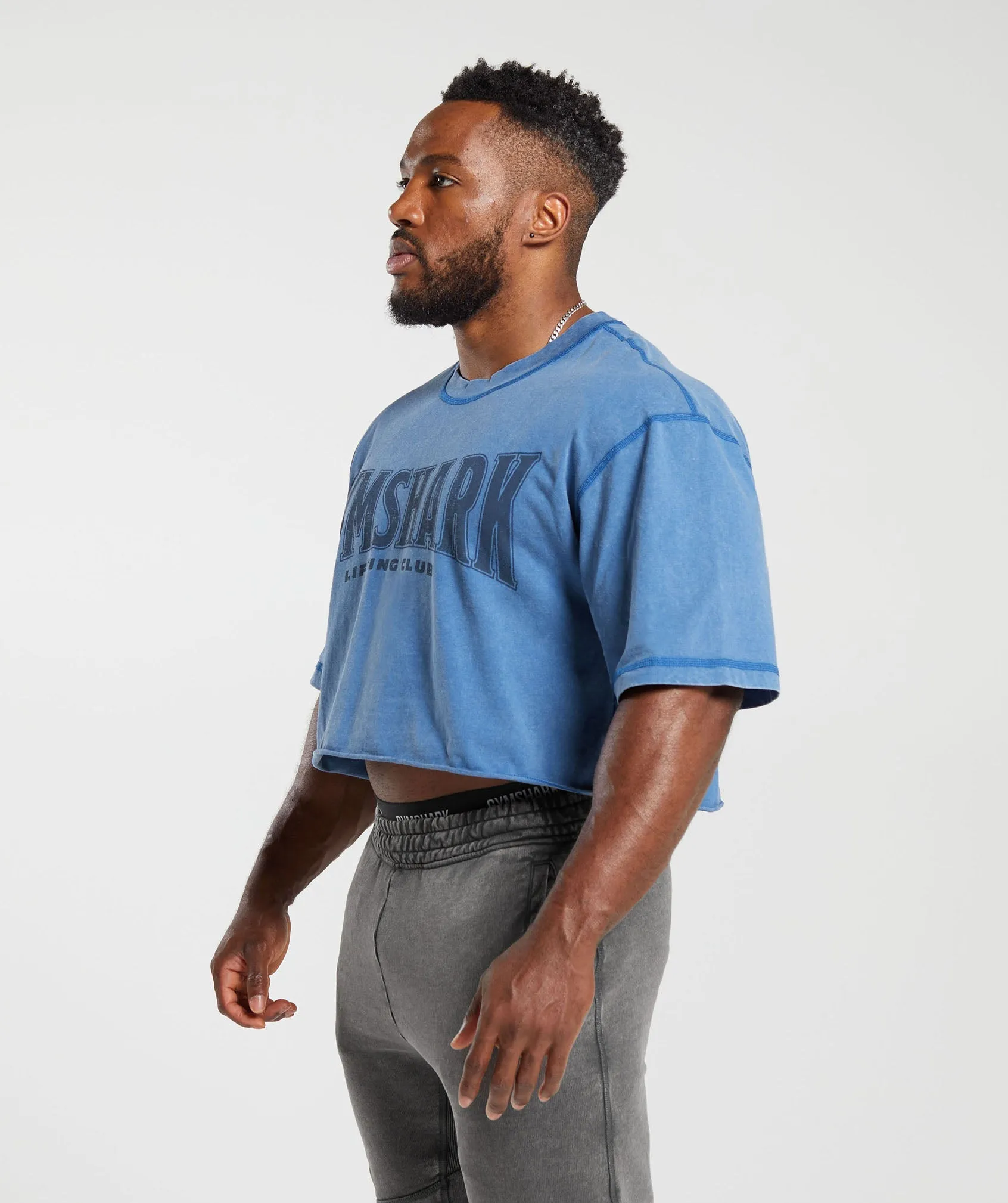 Gymshark Heritage Washed Crop T-Shirt - Vintage Blue