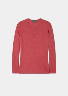 Harriet Ladies Geelong Lambswool Crew Neck Jumper In Rouge