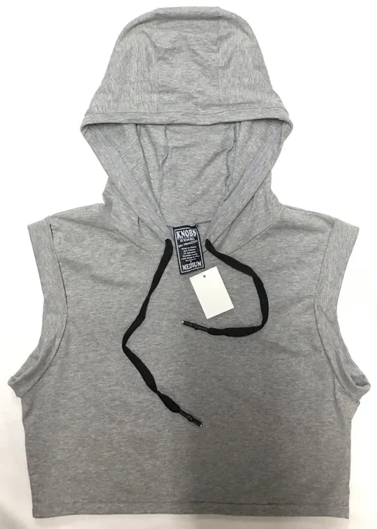 Hooded Crop Tank - Grey Cotton