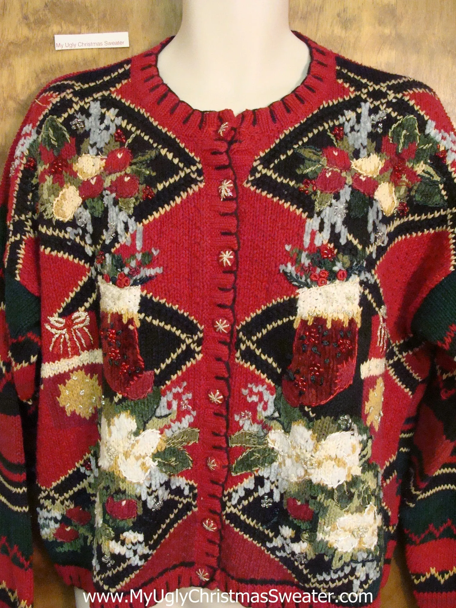 Horrible Hot Mess of Ugly Christmas Sweater Cardigan