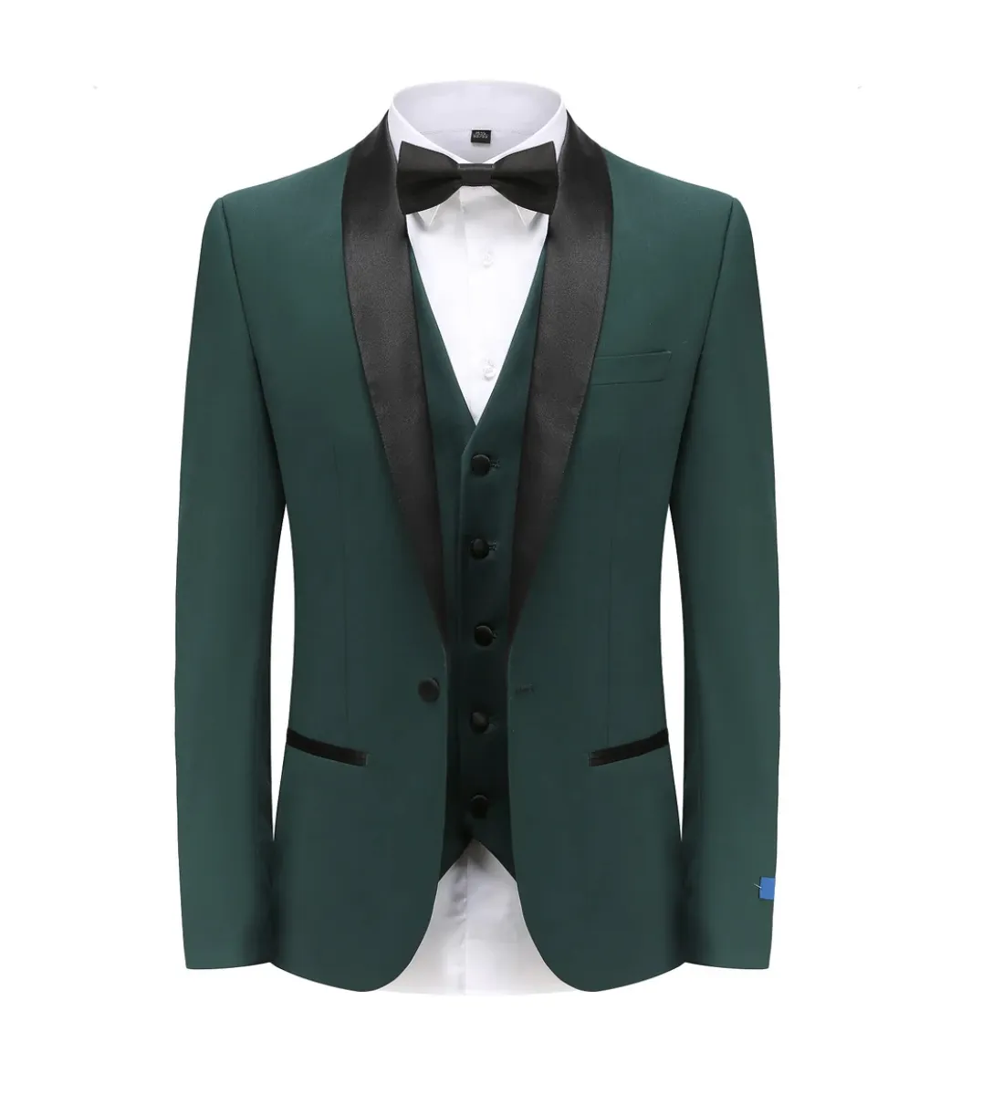 Hunter Green Men's Slim-Fit Tuxedo Single Breasted Shawl Lapel Vested TX-300