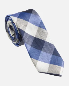 Immortal Royal Blue Grey Navy White Checkered Dress Tie