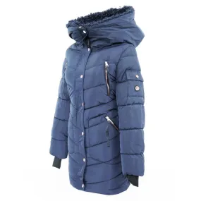 Jessica Simpson Women's Sherpa Lined Hood Chevron Puffer Jacket