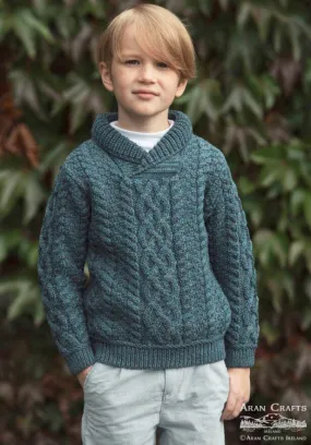 Kids Bunratty Shawl Collar Sweater - Peacock