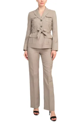 Le Suit 2pc Melange Jacket And Pant Set ( Plus Size )