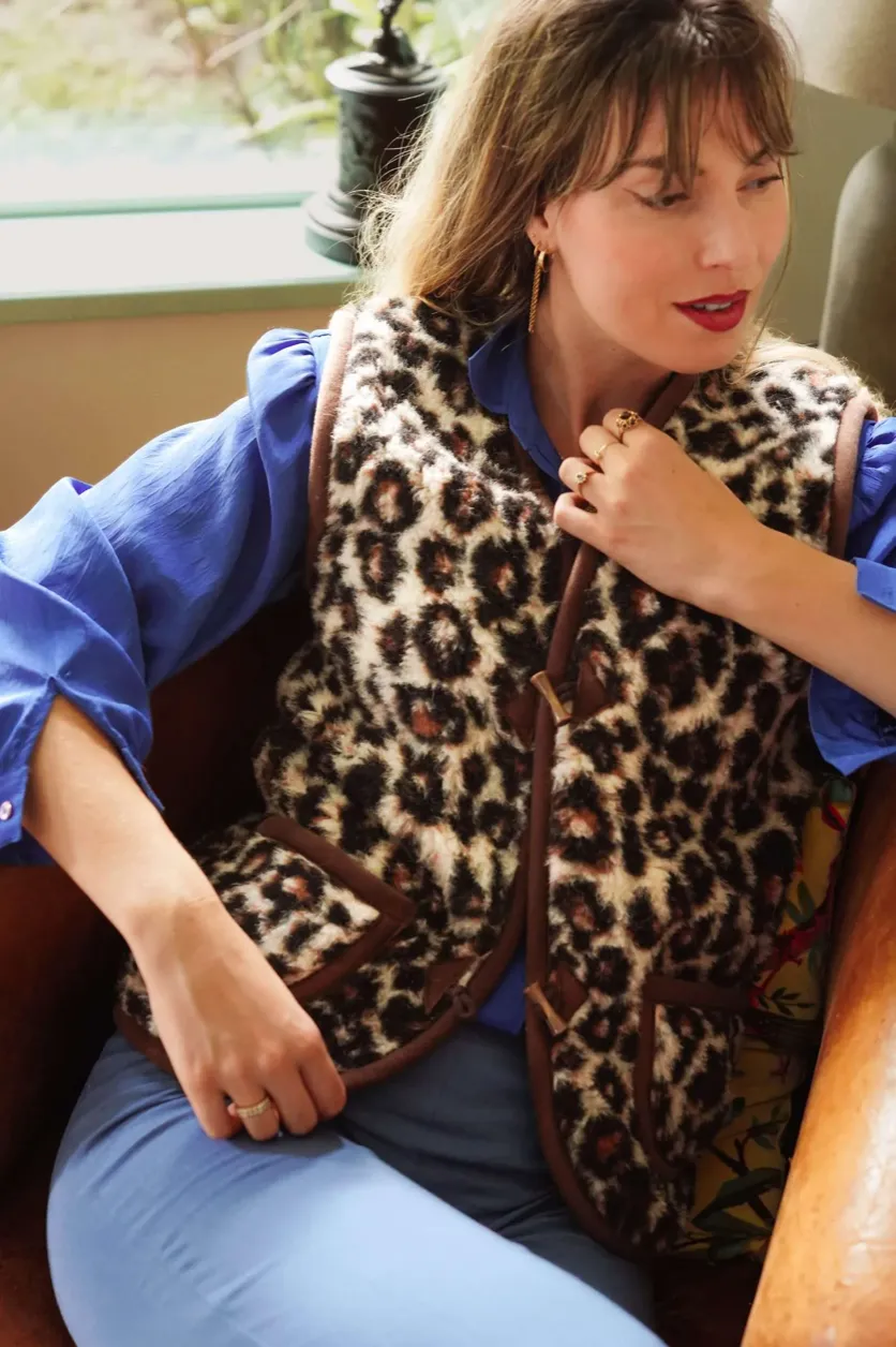 Leopard Woollen Gilet