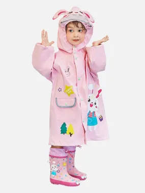 Little Surprise Box Baby Pink Rabbit Theme Raincoat for Kids