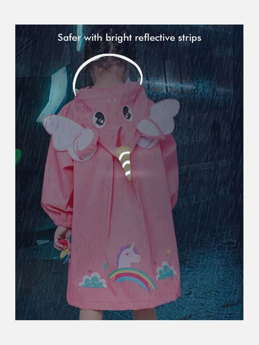 Little Surprise Box Bright Pink Magical Unicorn Theme Raincoat for Kids