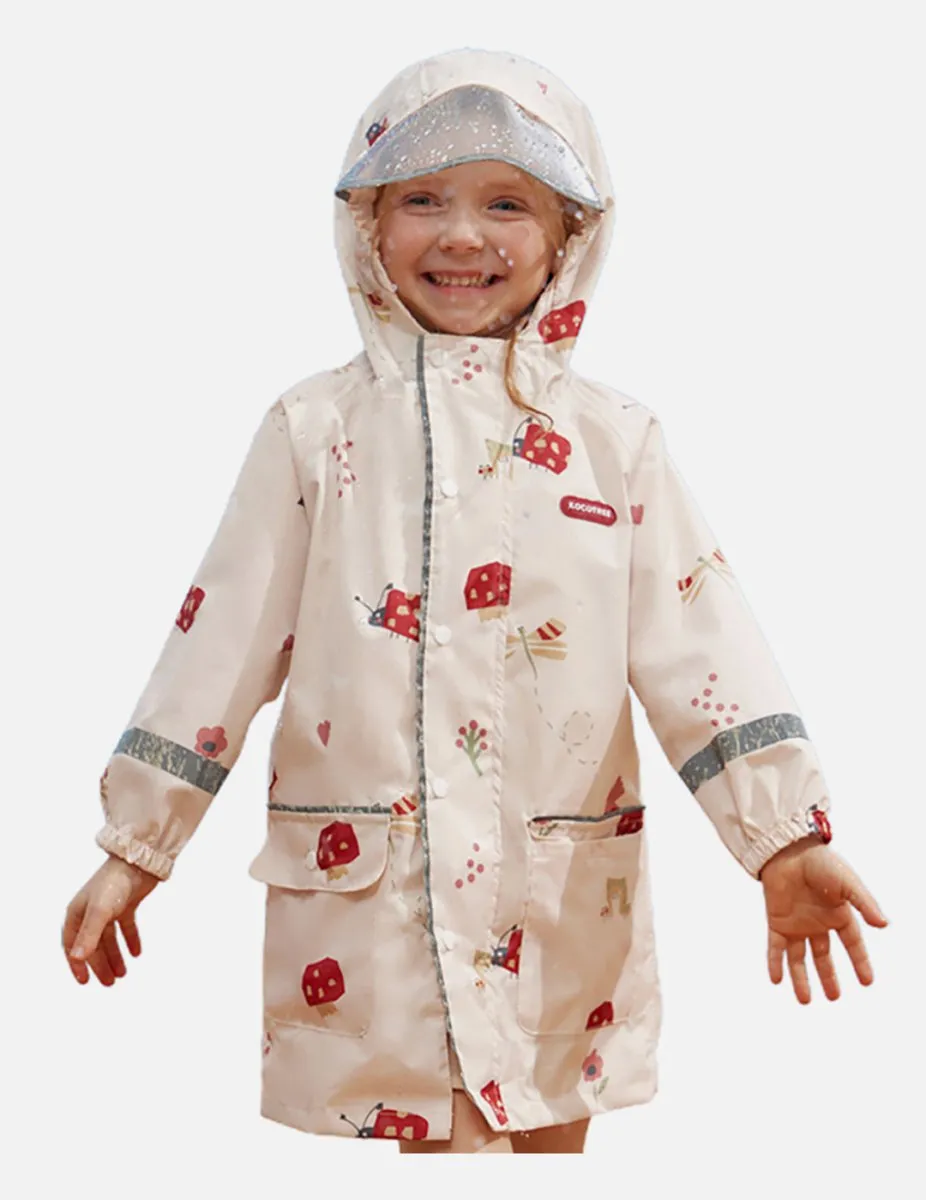 Little Surprise Box Cream Woodland Butterfly Theme Kids Raincoat, Jacket Style