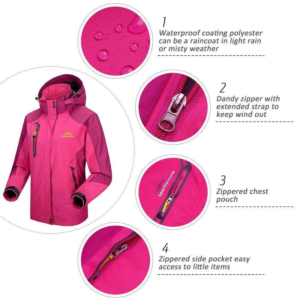 Lixada Waterproof Windproof Detachable Hooded Jacket  for Women