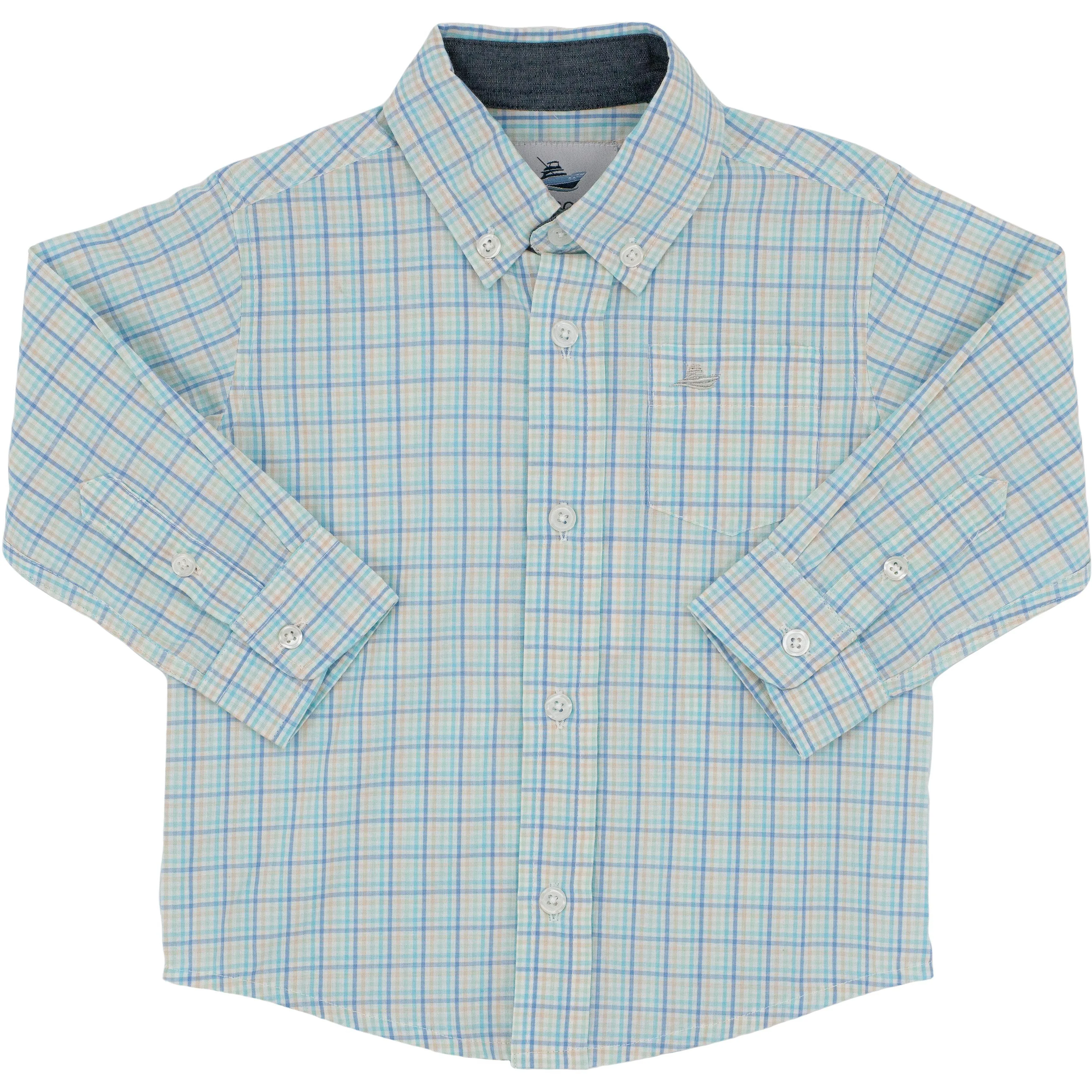 LS Dress Shirt- Blue/Green/Fog