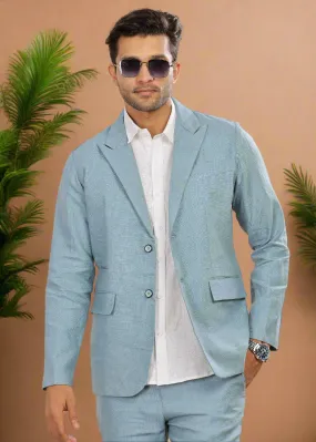 Luther Suit Jacket - Pure Linen Jacket - Light Blue Grey