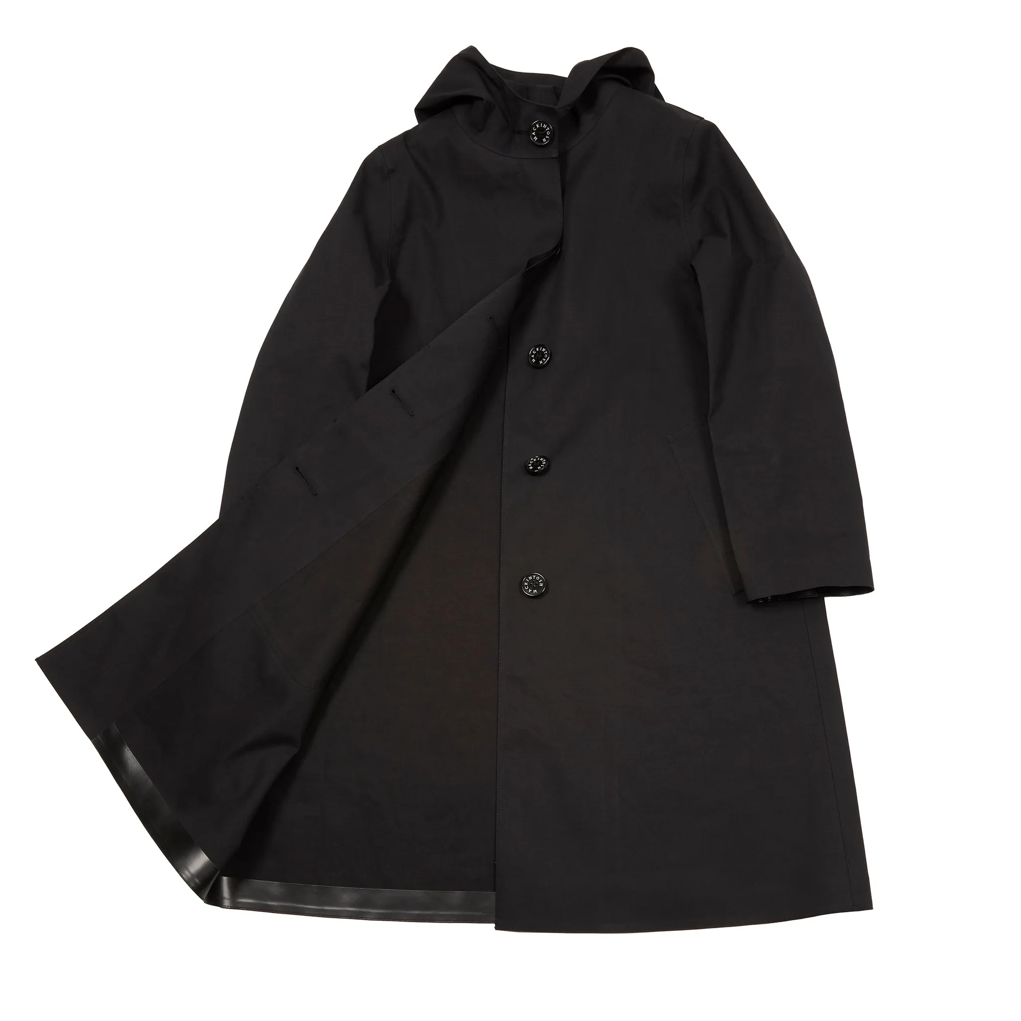 Mackintosh Women's Watten Bonded Cotton Hooded Raincoat in Black