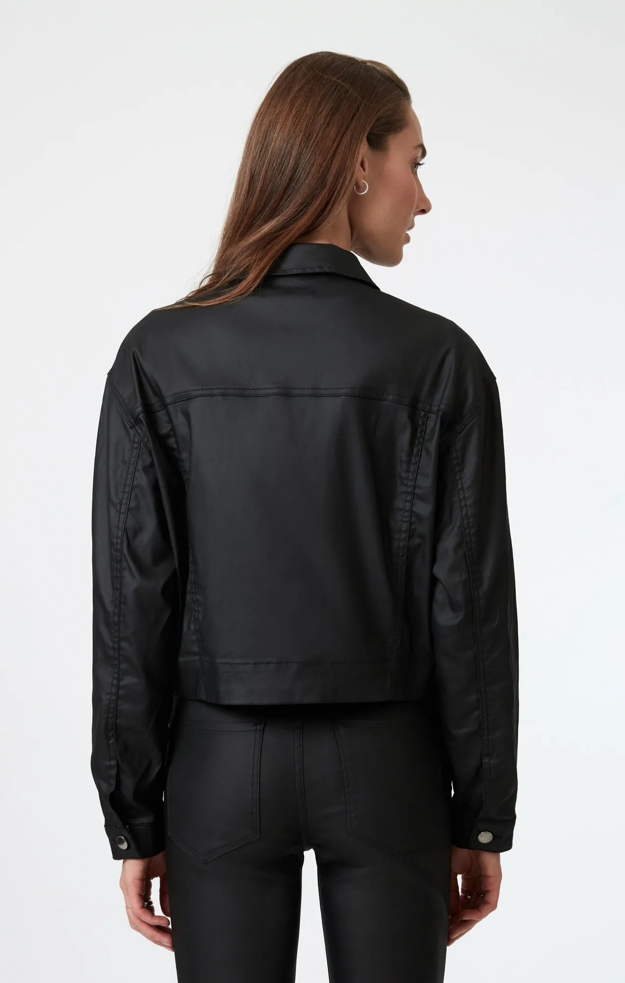 MAREN CROP JACKET IN BLACK COATED