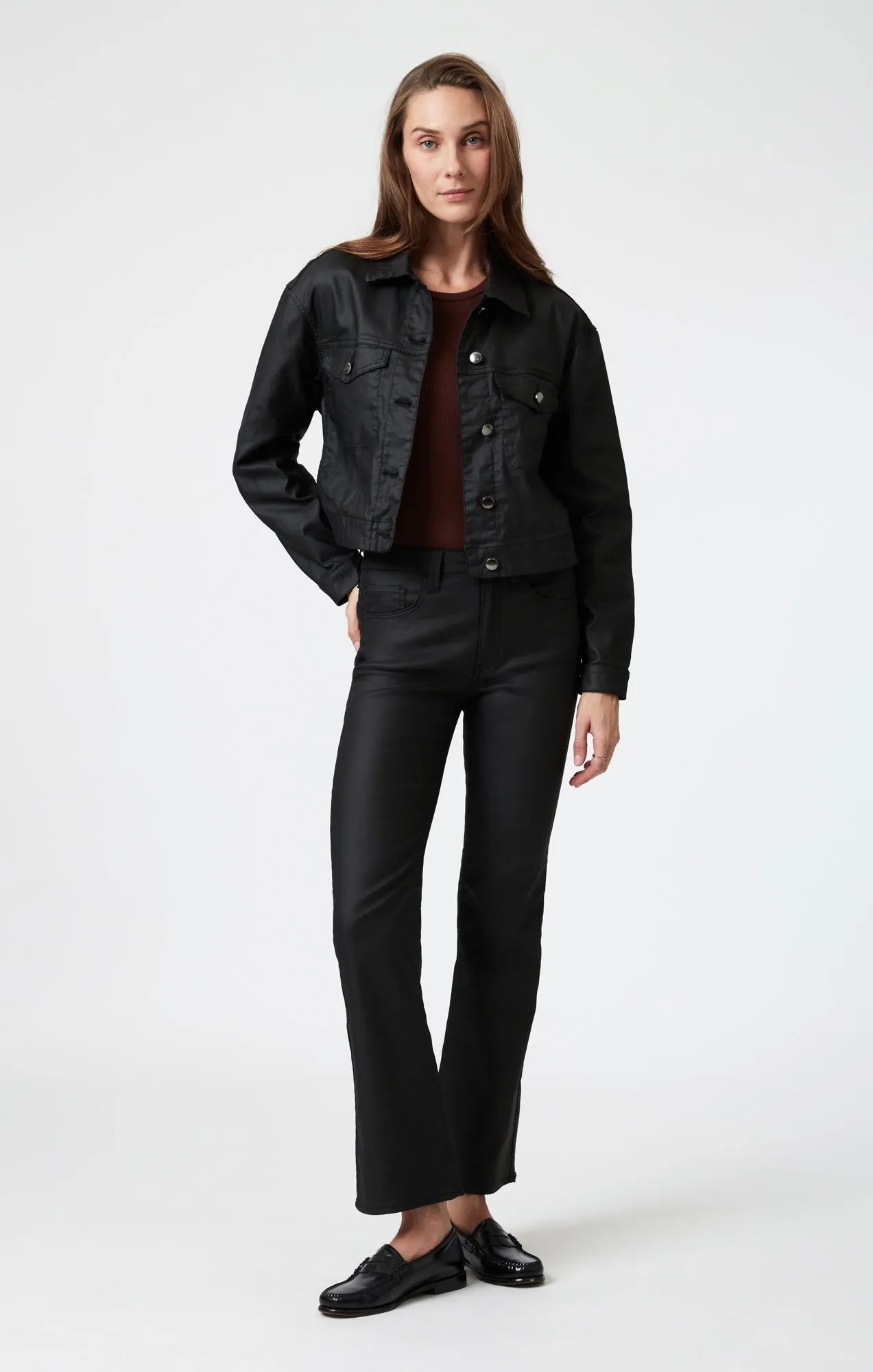 MAREN CROP JACKET IN BLACK COATED