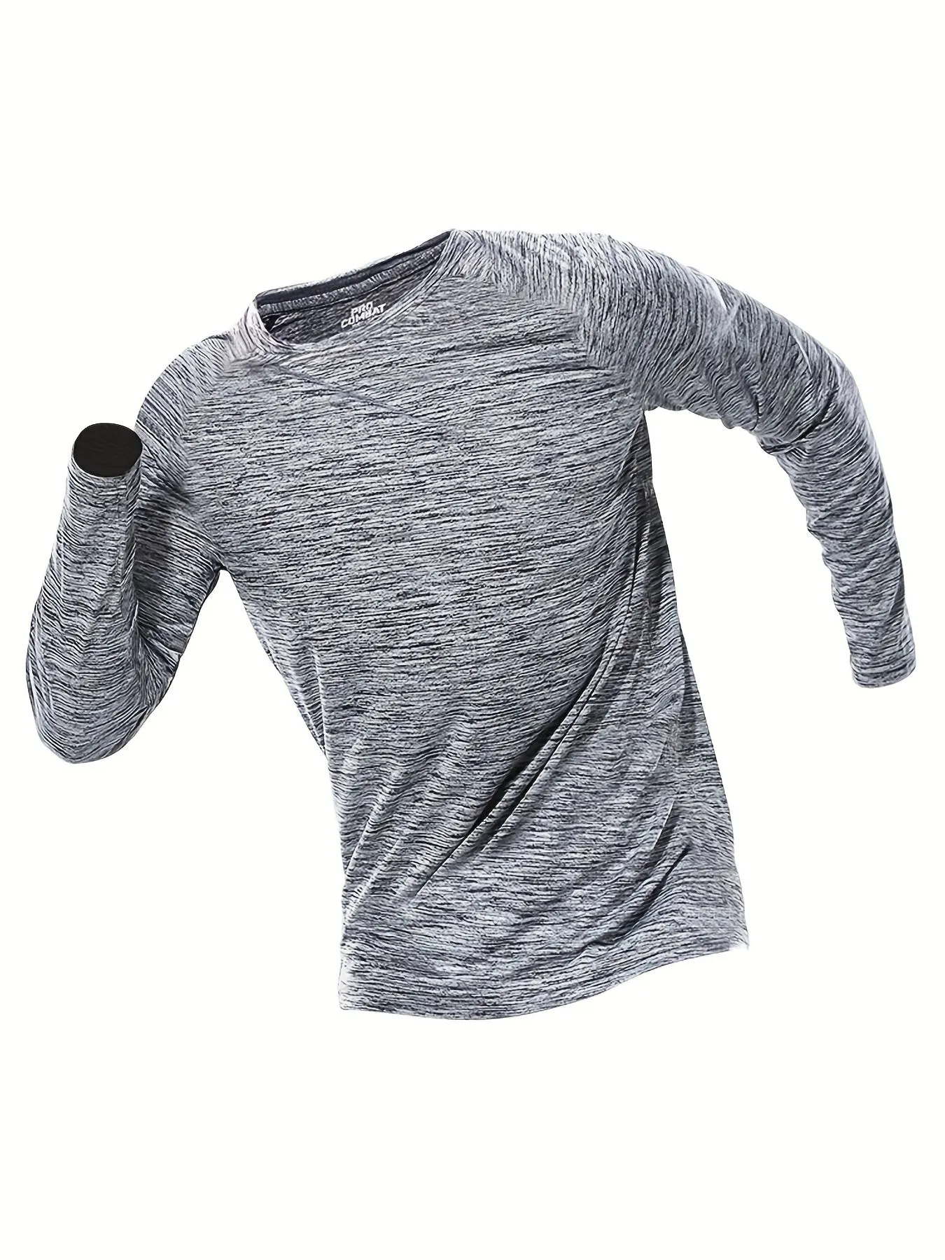 Men's Quick Drying T-shirt, Long Sleeve High Stretch Crew Neck Sweat-absorbing Quick-drying Undershirts For Men's Fitness Training