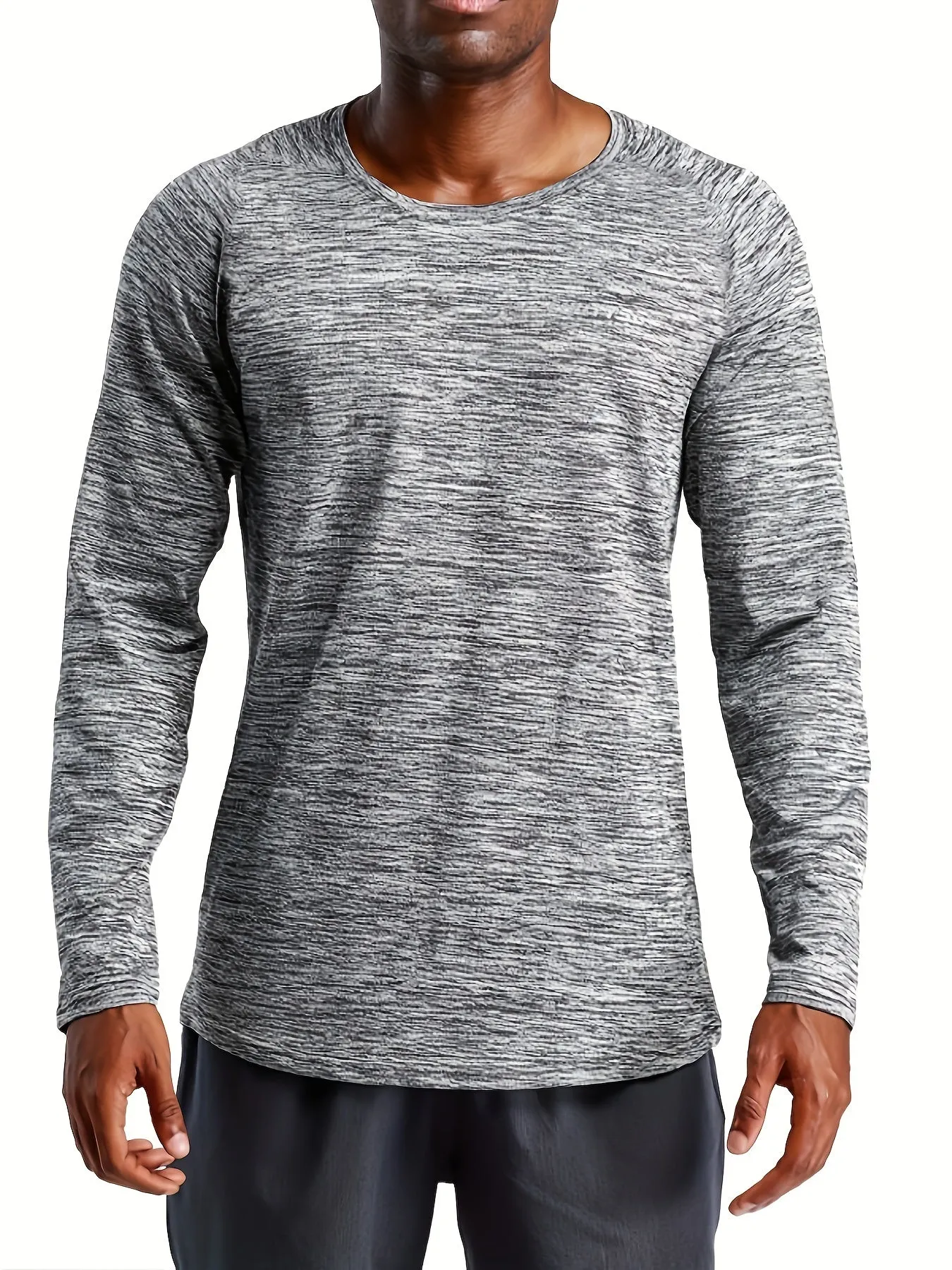 Men's Quick Drying T-shirt, Long Sleeve High Stretch Crew Neck Sweat-absorbing Quick-drying Undershirts For Men's Fitness Training