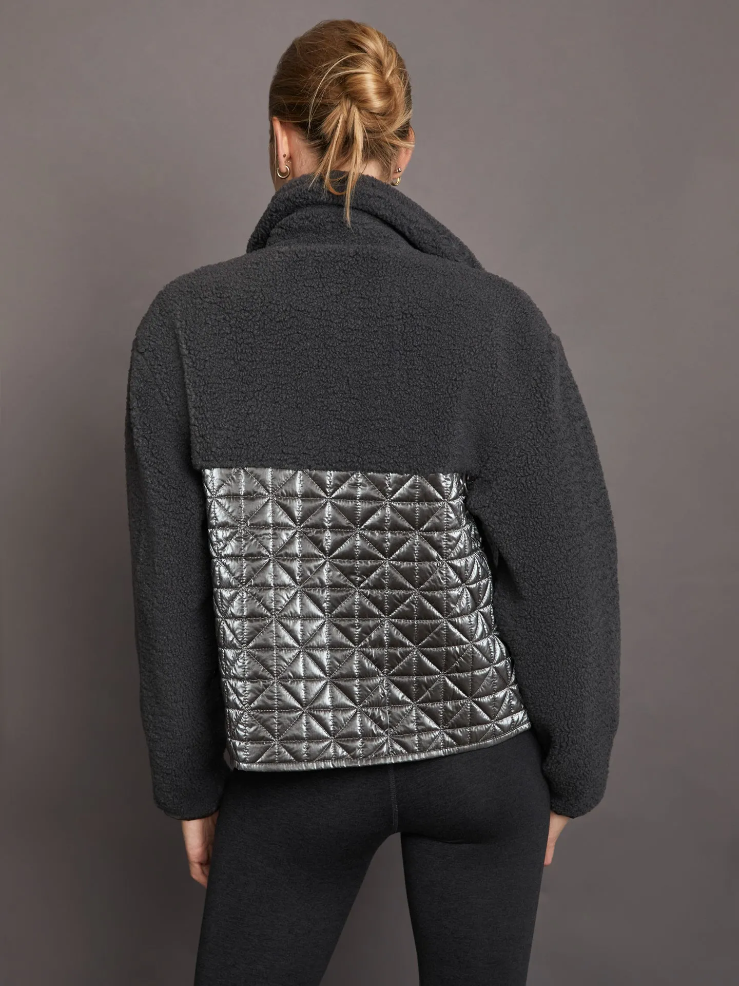 Metallic Sherpa Jacket - Dark Grey with Gunmetal Foil