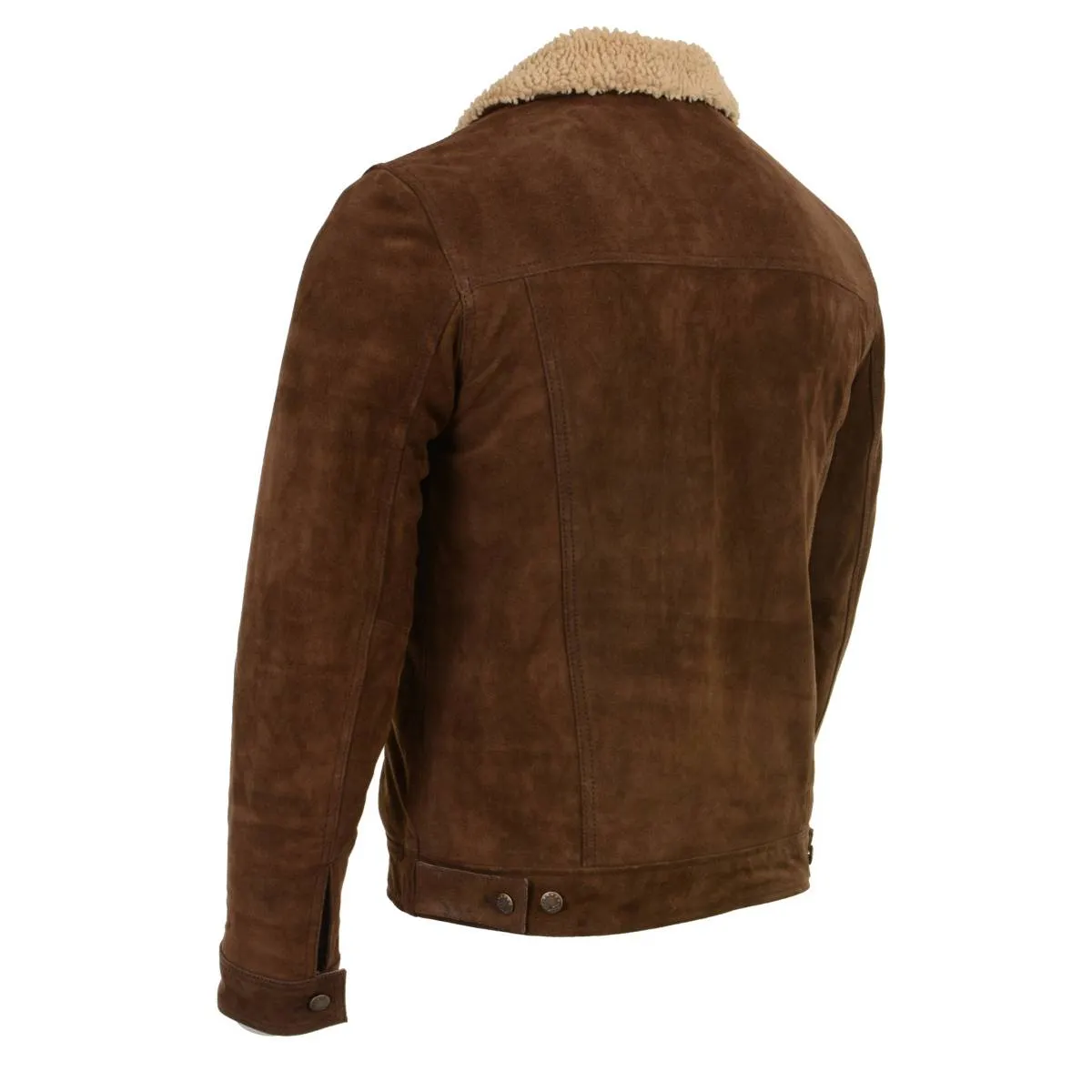 Milwaukee Leather Vintage SFM1817 Men's Brown Suede Leather Fashion Coat Jacket w/ Plush Sherpa Inside Lining