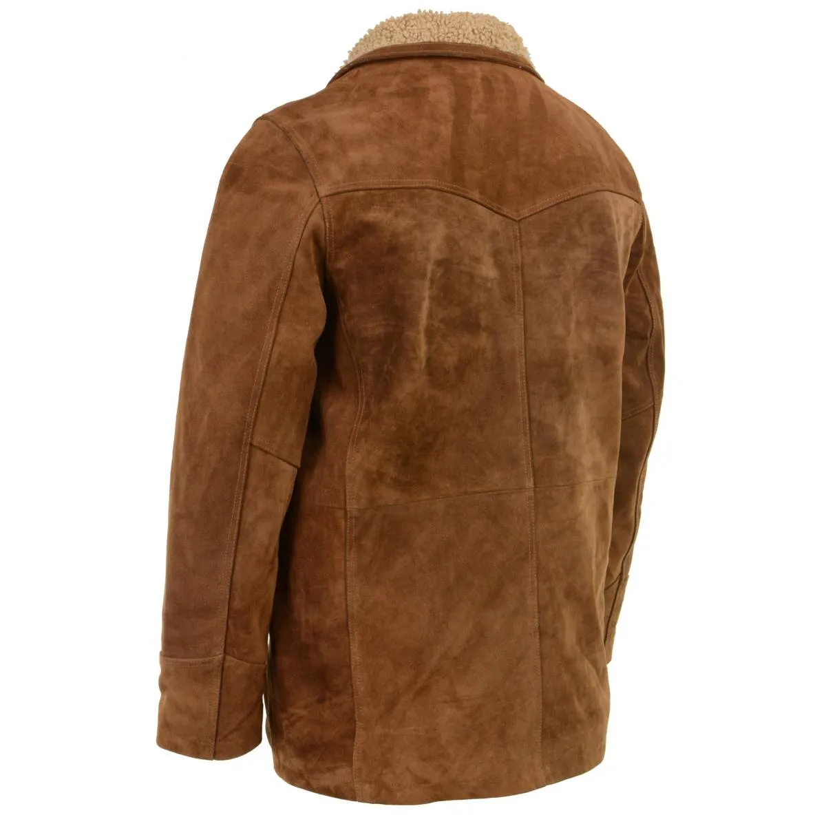 Milwaukee Leather Vintage SFM1819 Men's Western Style Long Brown Suede Leather Fashion Coat Jacket