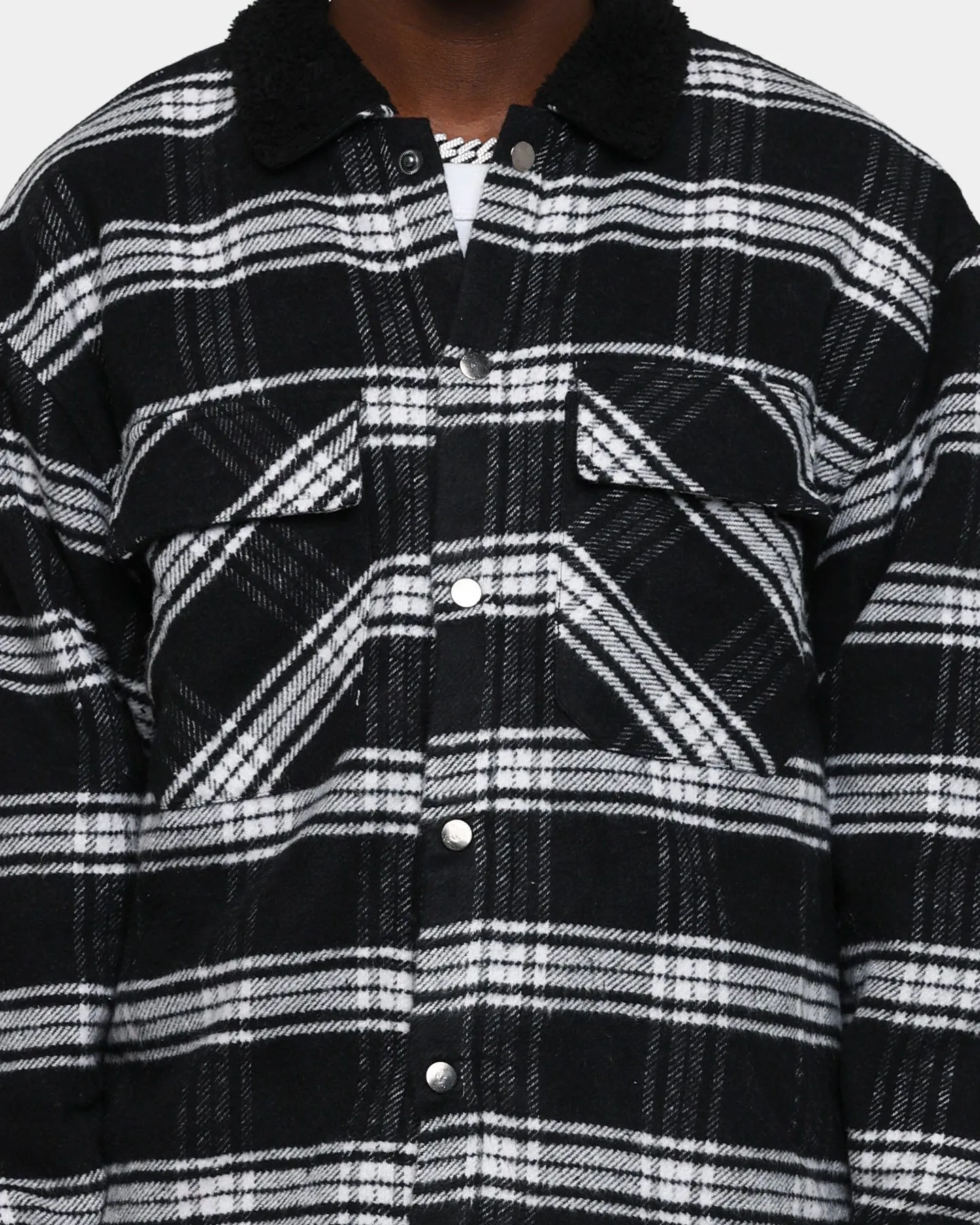 MNML Sherpa Lined Flannel Shirt Black/Grey