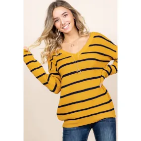 Mustard Varsity Stripe Sweater