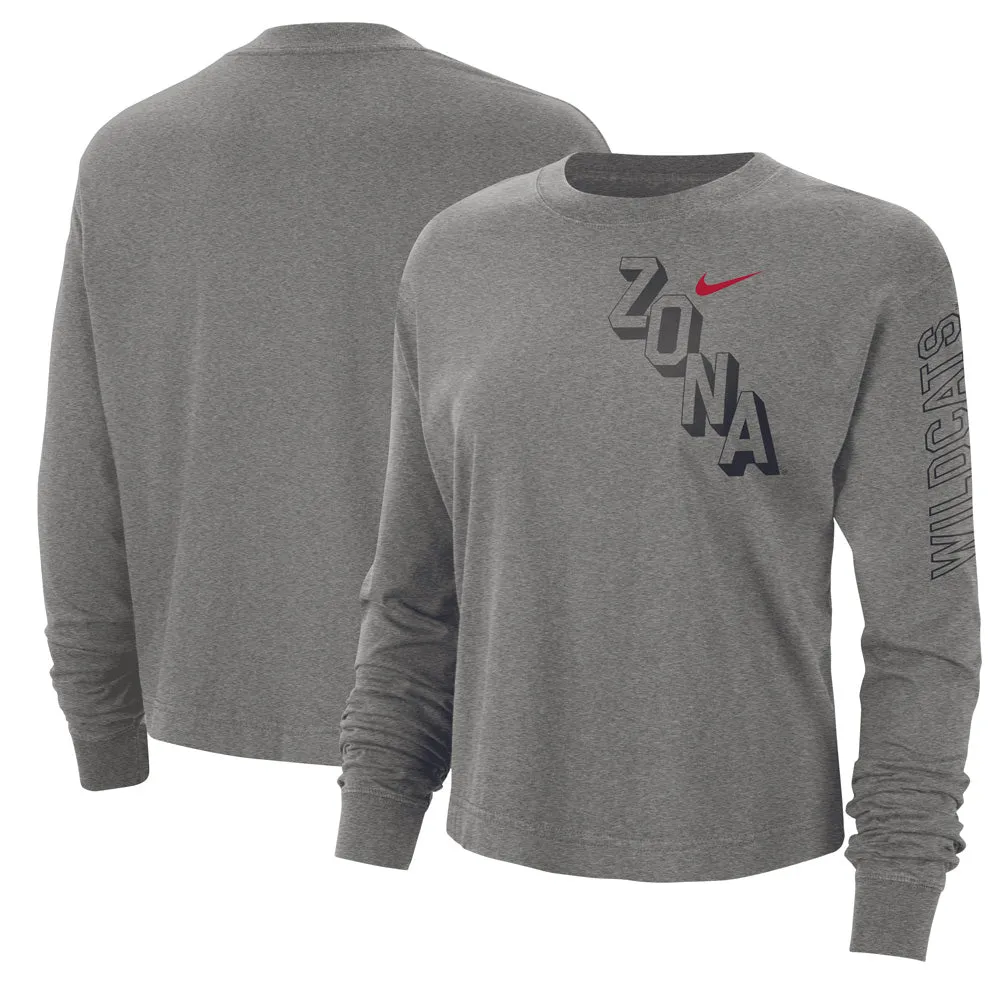 NCAA Arizona Wildcats Women's Nike Heritage Boxy Long Sleeve Crop Tee