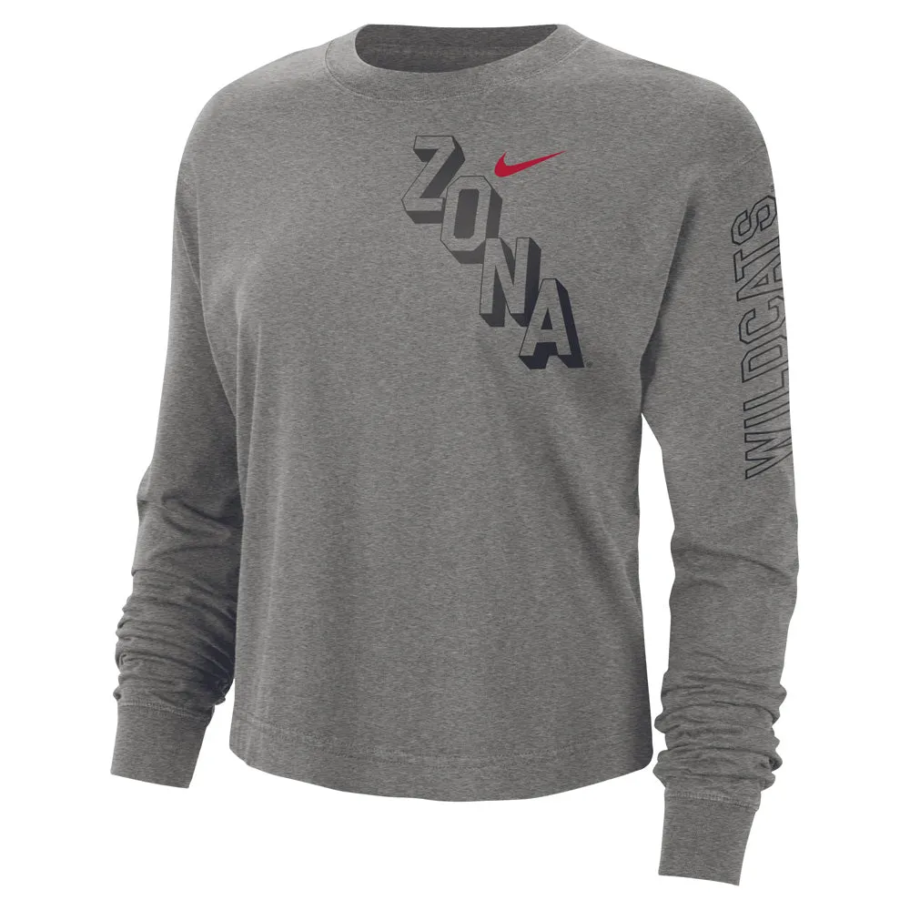 NCAA Arizona Wildcats Women's Nike Heritage Boxy Long Sleeve Crop Tee