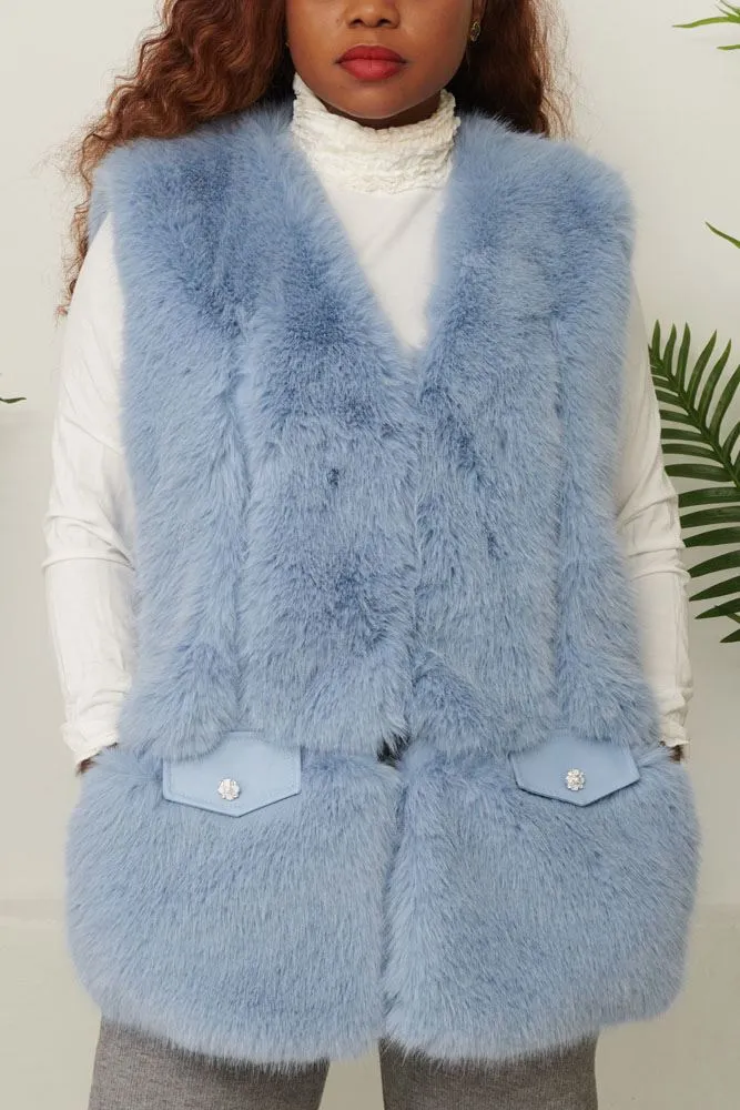 Plain Soft Feel Fux Fur Gilet