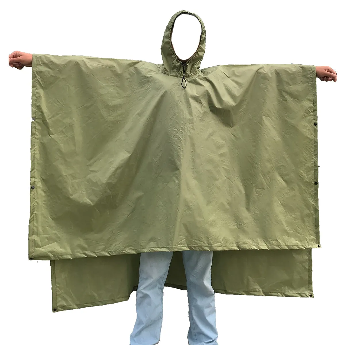 Portable Multifunctional 3 In 1 Rain Coat Hiking Camping Raincoat Poncho Mat Awning Durable Outdoor Activity Rain Gear Supplie