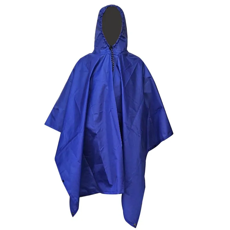 Portable Multifunctional 3 In 1 Rain Coat Hiking Camping Raincoat Poncho Mat Awning Durable Outdoor Activity Rain Gear Supplie