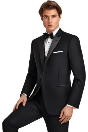 "Evening Peak" Black 1-Button Peak Tuxedo (2-Piece Set)