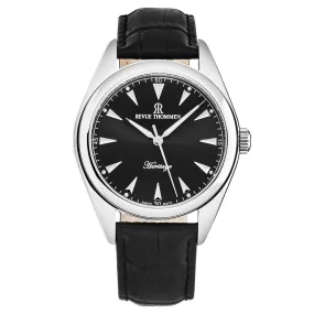 Revue Thommen Men's 'Heritage' Black Dial Black Leather Strap Automatic Watch 21010.2538