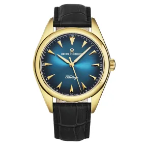 Revue Thommen Men's 'Heritage' Blue Dial Black Leather Strap Automatic Watch 21010.2515