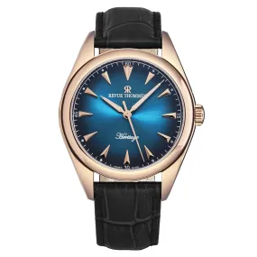 Revue Thommen Men's 'Heritage' Blue Dial Black Leather Strap Automatic Watch 21010.2565