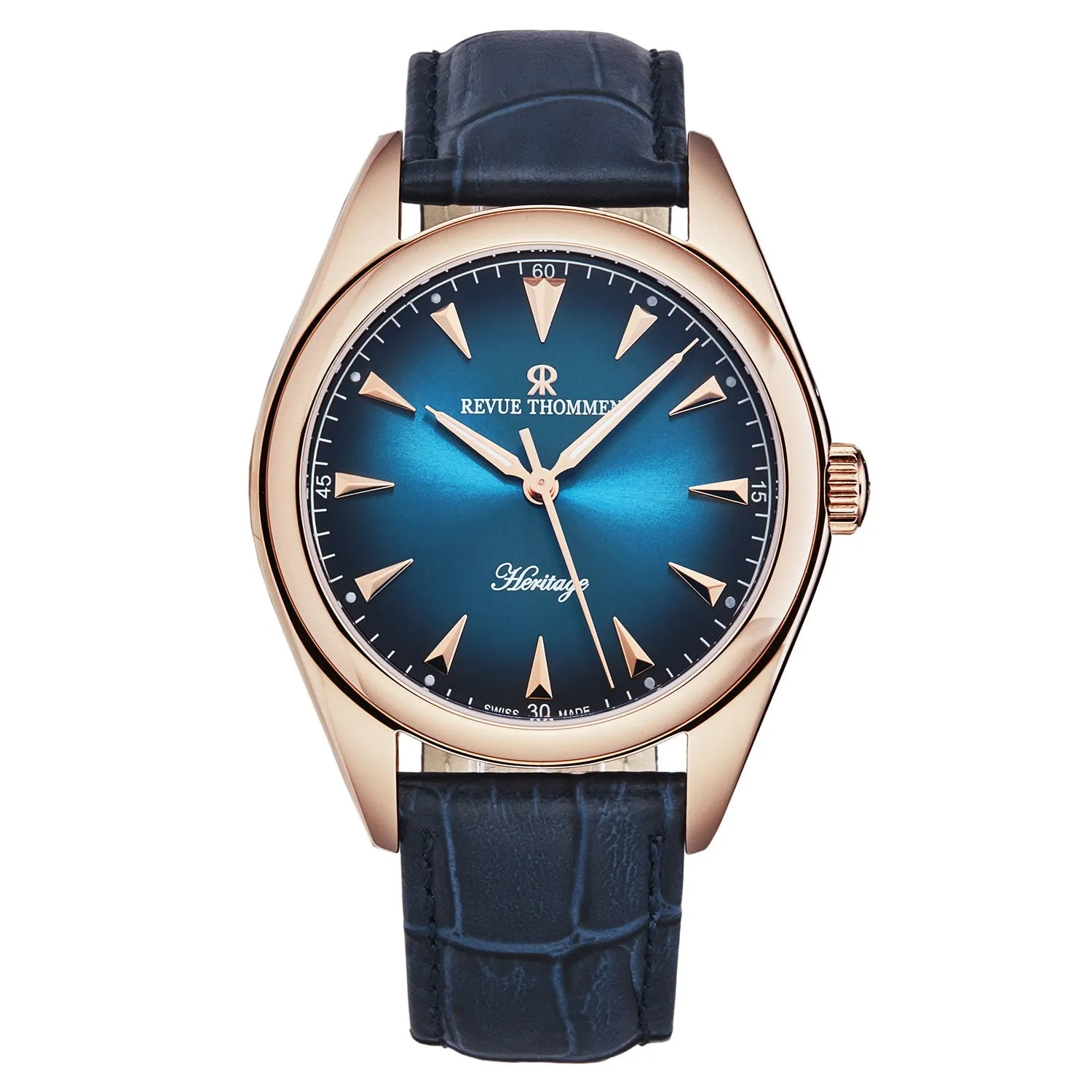 Revue Thommen Men's 'Heritage' Blue Dial Blue Leather Strap Automatic Watch 21010.2568