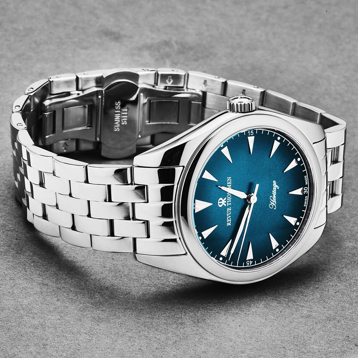 Revue Thommen Men's 'Heritage' Blue Dial Stainless Steel Bracelet Automatic Watch 21010.2135