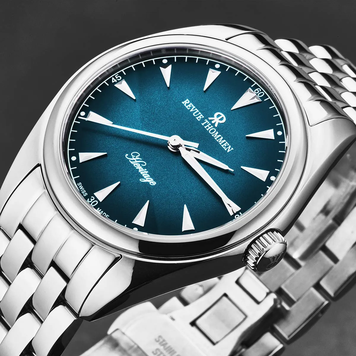 Revue Thommen Men's 'Heritage' Blue Dial Stainless Steel Bracelet Automatic Watch 21010.2135