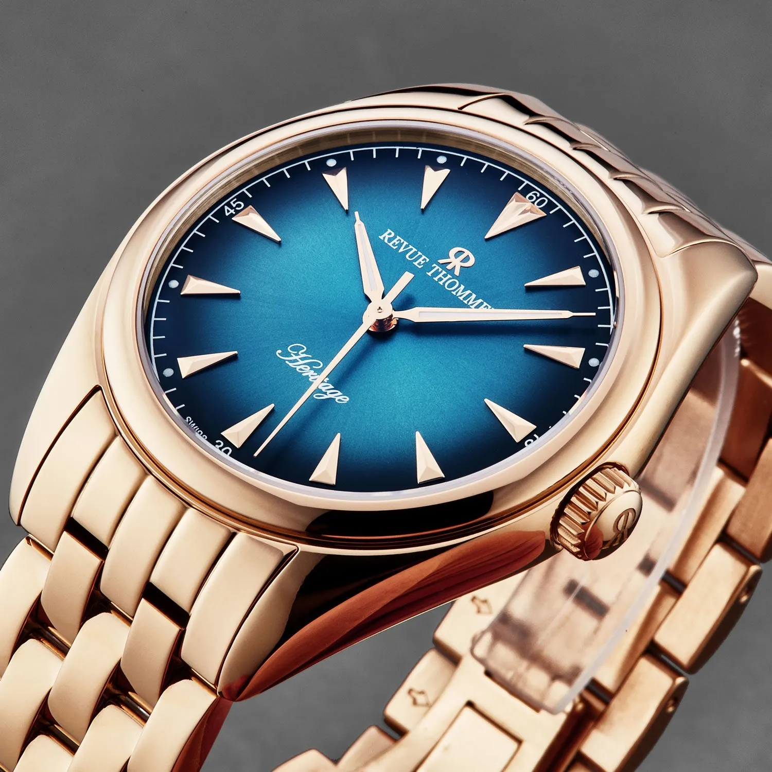 Revue Thommen Men's 'Heritage' Blue Dial Stainless Steel Bracelet Automatic Watch 21010.2165