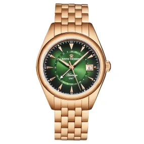 Revue Thommen Men's 'Heritage' GMT Green Dial Stainless Steel Bracelet Swiss Automatic Watch 21010.2364